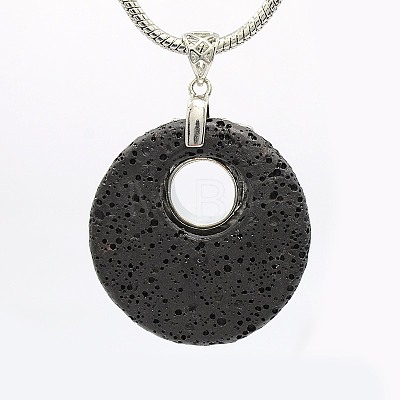 Platinum Plated Alloy Lava Rock Pi Disc Pendants G-M047-02D-1