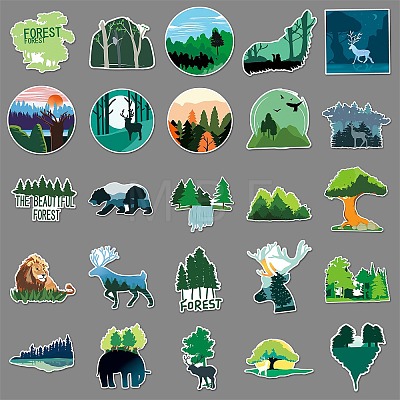 50Pcs Forest PET Waterproof Stickers PW-WGED028-01-1