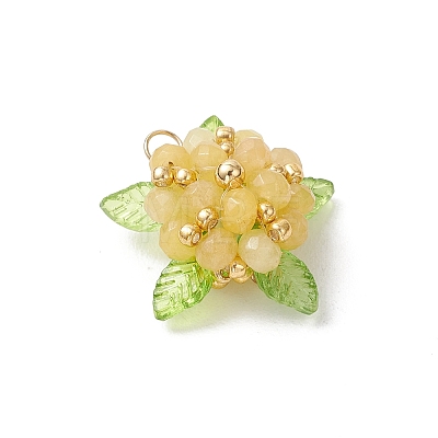 Dyed Natural Malaysia Jade & Glass Beaded Pendants PALLOY-MZ01265-04-1