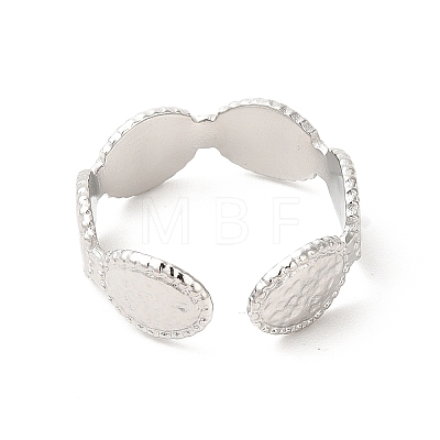 304 Stainless Steel Oval Open Cuff Ring for Women RJEW-E063-30P-1