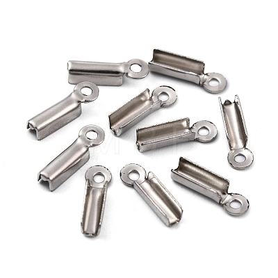 201 Stainless Steel Fold Over Crimp Cord Ends STAS-R055-07-1