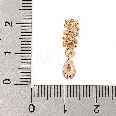 Rack Plating Brass Clear Cubic Zirconia European Dangle Charms KK-F876-23KCG-1