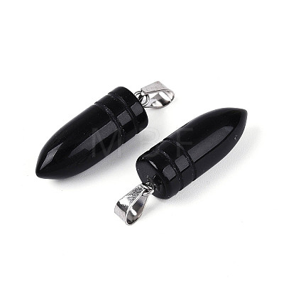 Natural Obsidian Pendants G-N349-16P-01-1