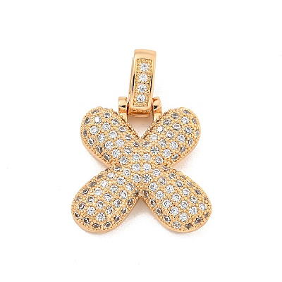 Brass Micro Pave Clear Cubic Zirconia Pendants KK-B099-01G-X-1