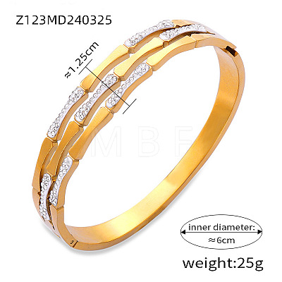 304 Stainless Steel Pave Cubic Zirconia Hinged Bangles for Women FS-WG9A3B1-08-1