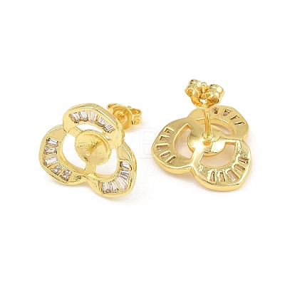 Brass Micro Pave Cubic Zirconia Stud Earring Finding CU-CBAA5EE-01G-1