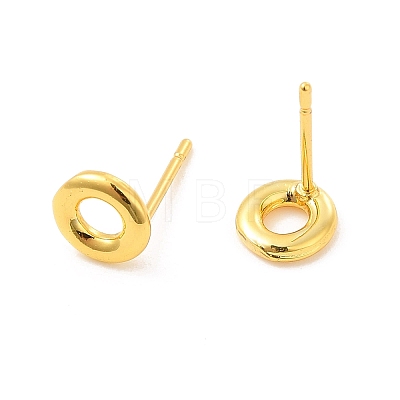 Brass Hollow Out Initial Letter Stud Earrings for Women EJEW-A044-01G-O-1