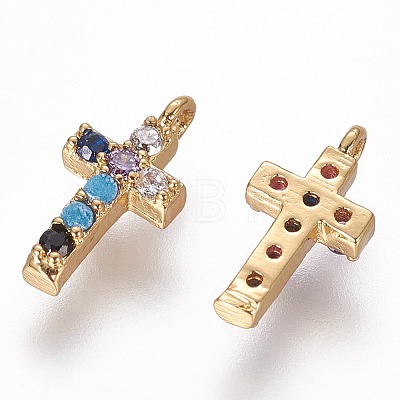 Brass Micro Pave Cubic Zirconia Charms X-ZIRC-L075-48G-1