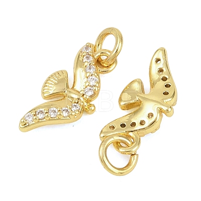 Brass Micro Pave Clear Cubic Zirconia Charms KK-D218-24G-03-1