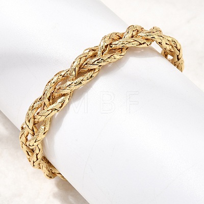 Brass Braided Rope Cuff Bangles for Women KK-CBACA61-01G-1