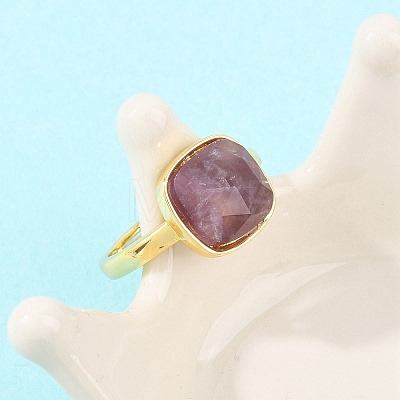 Natural Amethyst Finger Rings with Brass Findings G-H353-04G-04-1
