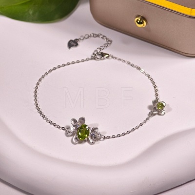 925 Sterling Silver & Cubic Zirconia & Quartz Link Bracelets FS-WGAB3DC-09-1