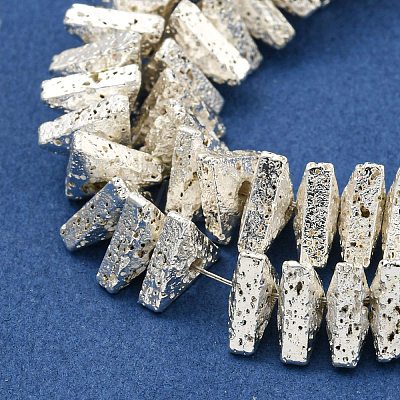 Electroplated Natural Lava Rock Beads Strands G-I360-H01-04-1