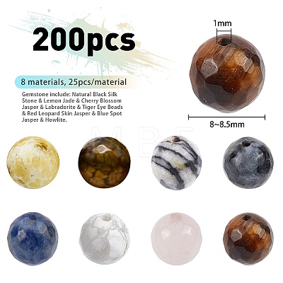  200Pcs 8 Style Natural Gemstone Beads G-NB0002-17-1