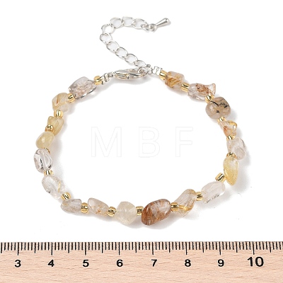 Natural Rutilated Quartz Chips Bracelets for Women BJEW-H623-01S-01-1