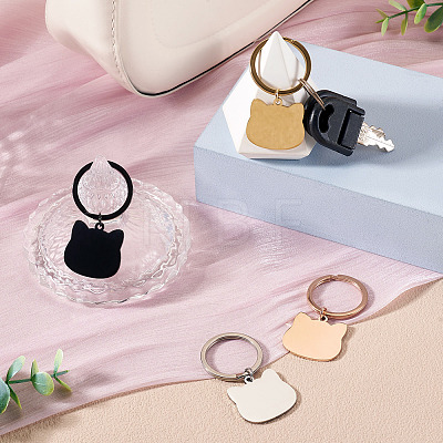 4Pcs 4 Styles Stainless Steel Keychains KEYC-TA0004-81E-1