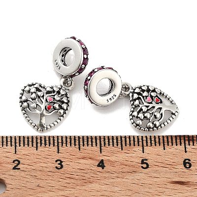 Thailand 925 Sterling Silver Micro Pave Clear Cubic Zirconia European Dangle Charms STER-NH0001-09AS-1