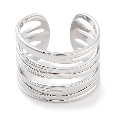 304 Stainless Steel Multi-layer Open Cuff Rings RJEW-K273-04P-1