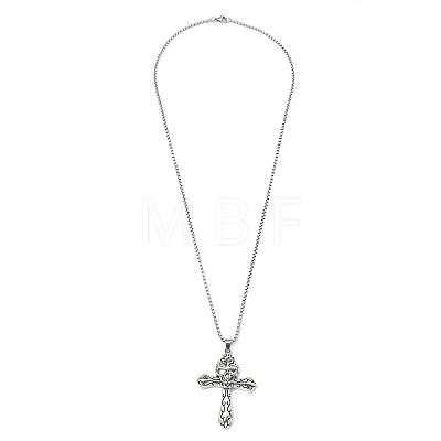 Zinc Alloy Cross Pendant Necklaces NJEW-M211-06D-ASP-1