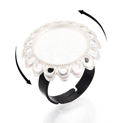 Adjustable Flower Alloy & Iron Bezel Cup Ring Base with Rotatable Tray MAK-T012-08S-1