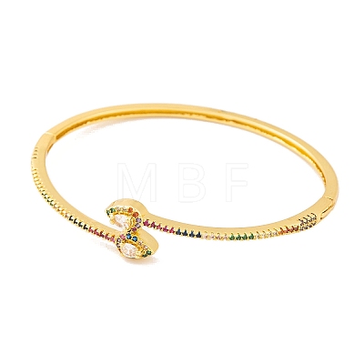 Brass Pave Colorful Cubic Zirconia Hinged Bangles for Women BJEW-S147-07G-02-1
