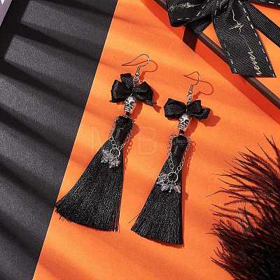 Hallowmas Alloy and Polyester Pendants Earrings EJEW-JE05971-1