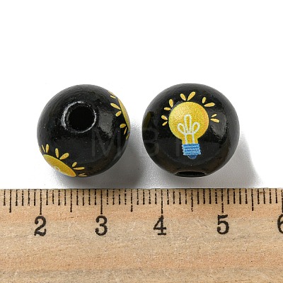 Printed Wood European Beads WOOD-L020-D14-1