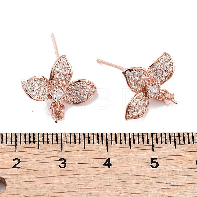 Flower 925 Sterling Silver Micro Pave Cubic Zirconia Stud Earring Findings EJEW-B038-18RG-1