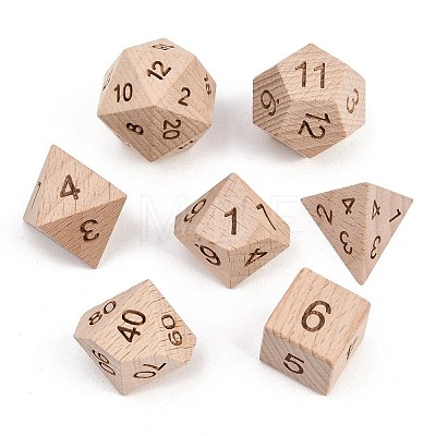 Natural Wood Polyhedral Dice Set WOOD-A027-01A-1