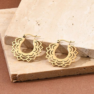 304 Stainless Steel Flower Stud Earrings for Women EJEW-Q009-03B-G-1