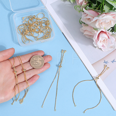 32Pcs Rack Plating Adjustable Brass Slider Bracelet Making KK-SP0001-78G-1