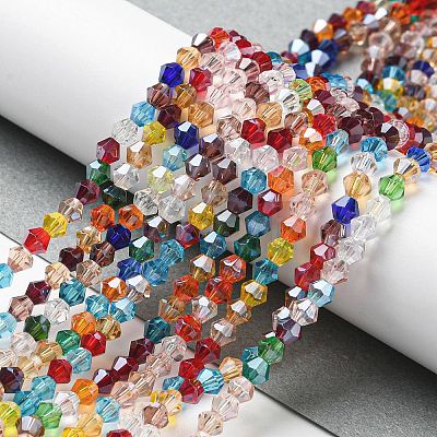 Transparent Electroplate Glass Beads Strands GLAA-F029-4mm-C29-1