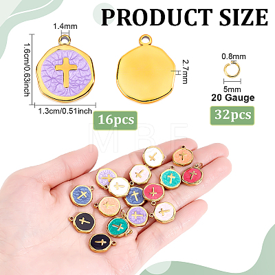 16Pcs 304 Stainless Steel Enamel Pendants STAS-BC0004-29G-02-1
