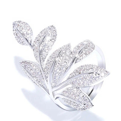 Brass Micro Pave Clear Cubic Zirconia Finger Rings FS-WG77E03-04-1