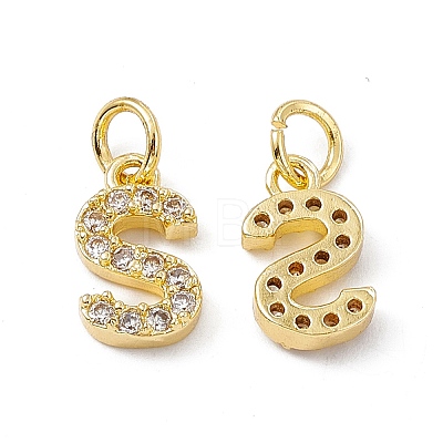 Real 18K Gold Plated Brass Micro Pave Clear Cubic Zirconia Charms KK-E068-VB452-S-1