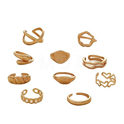 10Pcs Alloy Finger Rings Set for Women WGC74B8-03-1