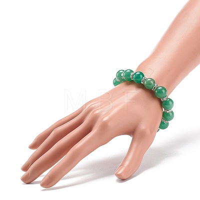 Natural Green Aventurine Beaded Stretch Bracelet BJEW-JB08483-01-1