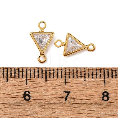 Brass Pave Clear Cubic Zirconia Connector Charms KK-Z121-06G-08-1
