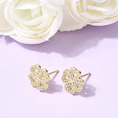 Valentine's Day Brass Micro Pave Clear Cubic Zirconia Stud Earrings EJEW-C186-22G-02-1