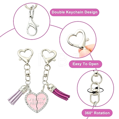 10Pcs Heart Alloy Lobster Claw Clasps Keychain Clasps HJEW-YW00393-1