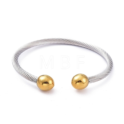 304 Stainless Steel Cuff Bangles BJEW-M284-12GP-1