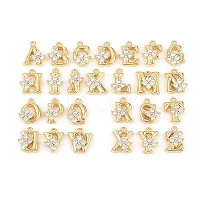 26Pcs Brass Micro Pave Clear Cubic Zirconia Charms KK-Z151-18G-1