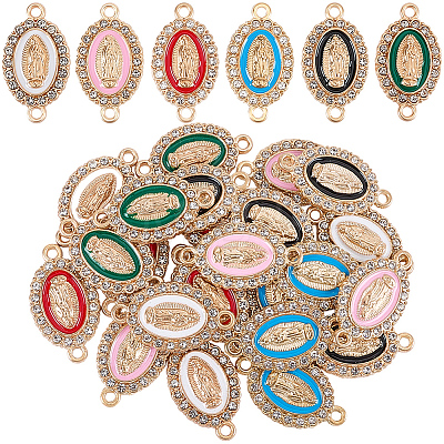 30Pcs 6 Colors Religion Alloy Enamel Virgin Mary Connector Charms FIND-SC0024-26-1