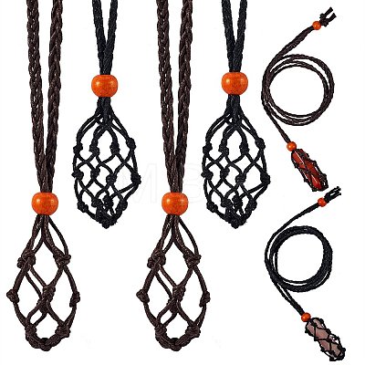 6Pcs 2 Colors Adjustable Braided Waxed Cord Macrame Pouch Necklace Making NJEW-SZ0001-50-1