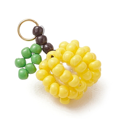 Handmade Glass Seed Beaded Apple Pendants PALLOY-MZ00483-04-1