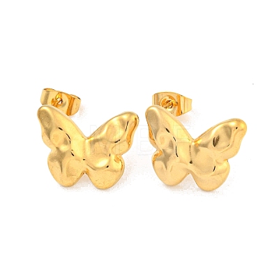 Butterfly 304 Stainless Steel Ear Studs EJEW-L290-031G-1