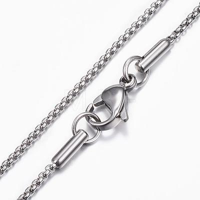 304 Stainless Steel Box Chain Necklaces NJEW-E087-02P-1