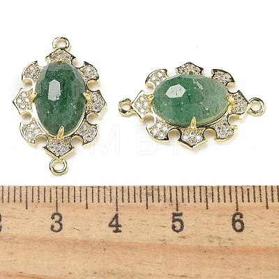 Natural Green Strawberry Quartz Faceted Oval Connector Charms G-G181-06G-02-1