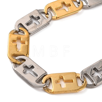 304 Stainless Steel Mariner Hollow Cross Link Chain Bracelets BJEW-B078-64GP-1