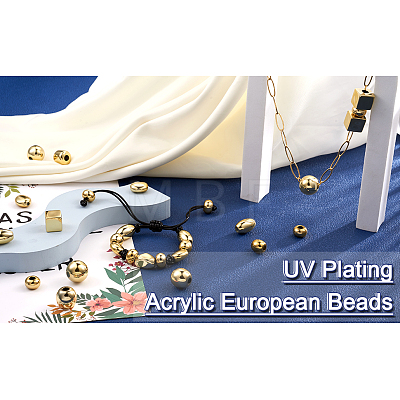 Fashewelry 100Pcs 10 Style UV Plating Acrylic European Beads PACR-FW0001-01-1